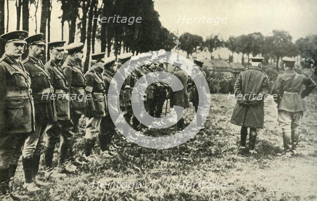 King George V visits allied forces on the front line, First World War, 1915, (c1920). Creator: Unknown.