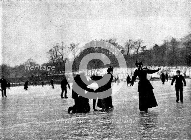 Skating in London: Highgate Ponds, 1895.  Creator: Russell & Sons.