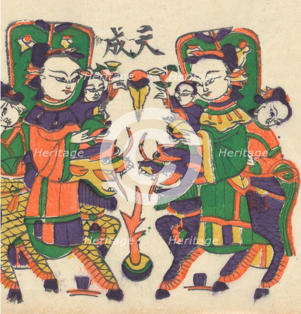 One hundred thirty-five woodblock prints including New Year's pictures (nianh..., 19th-20th century. Creator: Unknown.