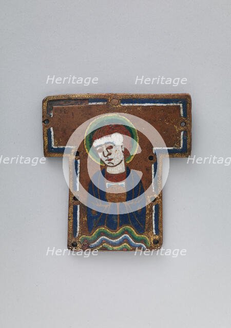 Plaque from a Cross with a Saint or Angel Holding the Host, French, ca. 1190-1200. Creator: Unknown.