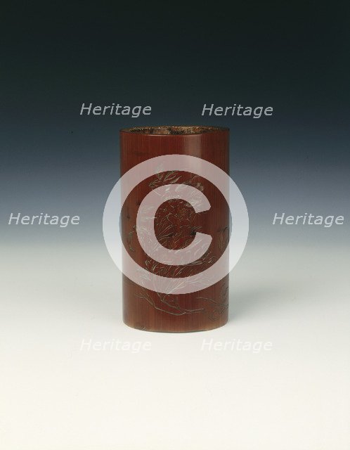 Bamboo brush pot, Qing dynasty, China, 1705-1773. Artist: Zhou Hao
