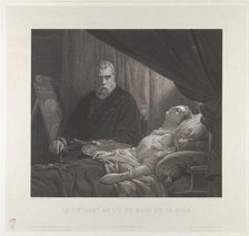 Tintoretto at His Daughter's Deathbed, after 1843. Creator: Achille-Louis Martinet.