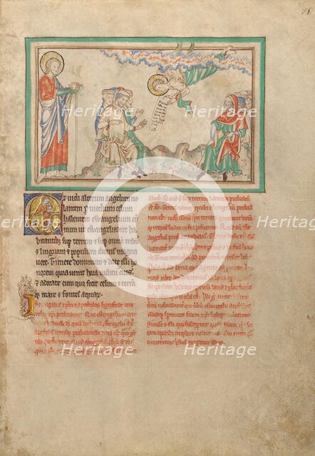 An Angel with the Eternal Gospel; Dyson Perrins Apocalypse, about 1255-1260. Creator: Unknown.