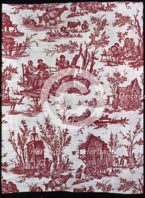 Scènes Flamandes (Furnishing Fabric), France, 1775. Creator: Christophe-Philippe Oberkampf.