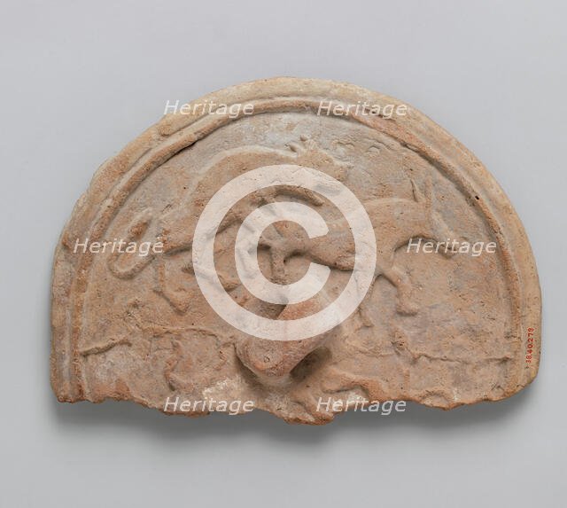 Lid with a Lion attacking a Bull, Iran, 12th century. Creator: Unknown.