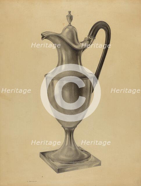 Silver Hot Water Pot, c. 1938. Creator: Leo Drozdoff.