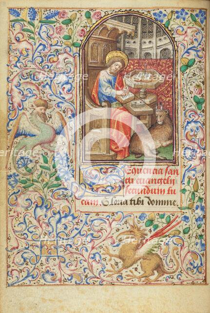 Saint Luke Seated at his Desk; Hours of Simon de Varie, 1455. Creator: Dunois Master.
