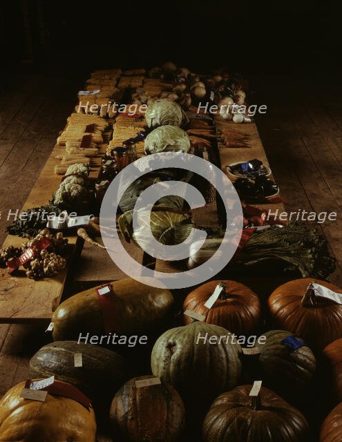 Exhibit of crops and vegetables at the Pie Town, New Mexico Fair, 1940. Creator: Russell Lee.
