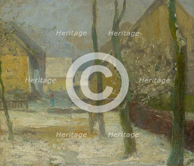 Artist's Courtyard in Slanec in Winter, around 1907. Creator: Ludovit Cordak.