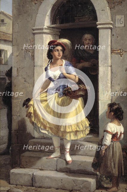 An Italian Woman in the Way to the Carnival, 1835-1873. Creator: Wilhelm Marstrand.
