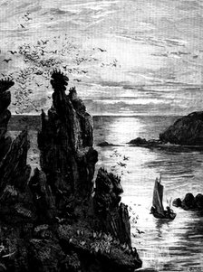 There in the dying light the puffins swam...and seagulls screamed...overhead, 1890. Creator: R. Taylor.
