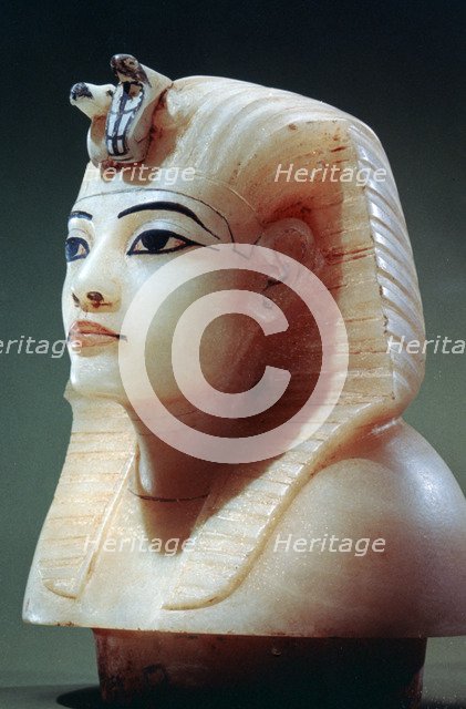 Stopper from one of the canopic urns from the tomb of Tutankhamun, 18th Dynasty. Artist: Unknown