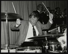 Ronnie Verrell on drums at The Fairway, Welwyn Garden City, Hertfordshire, 1991. Artist: Denis Williams