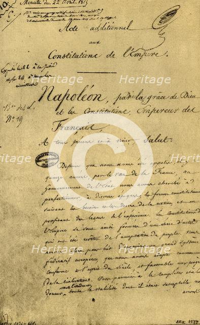 Additional act to the constitutions of the Empire, 22 April 1815, (1921). Creator: Unknown.