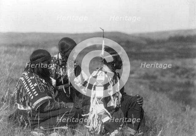 Overlooking the camp-Piegan, c1910. Creator: Edward Sheriff Curtis.