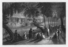Cafes on a branch of the Barrada River (the ancient Pharpar), Damascus, Syria, 1841.Artist: S Smith