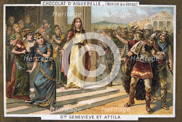 Saint Genevieve and Attila, c451 AD, (19th century). Artist: Unknown