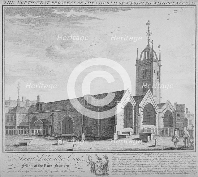 Church of St Botolph, Aldgate, City of London, 1739. Artist: William Henry Toms