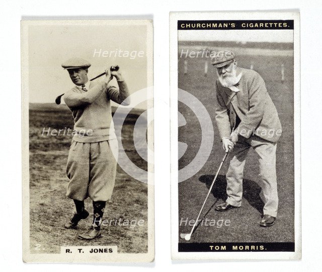 Cigarette cards of Bobby Jones and Tom Morris Sr, 1926-7. Artist: Unknown