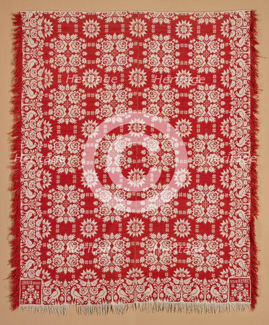 Bed Cover (Jacquard Coverlet), 1842. Creator: Unknown.