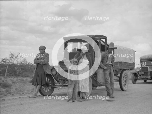 Oklahoma drought refugees stalled on highway near Lordsburg, New Mexico, 1937. Creator: Dorothea Lange.