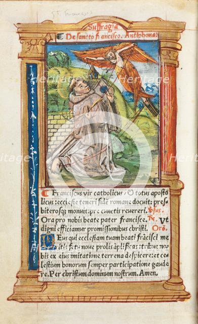 Printed Book of Hours (Use of Rome): fol. 106v, St. Francis of Assisi, 1510. Creator: Guillaume Le Rouge (French, Paris, active 1493-1517).