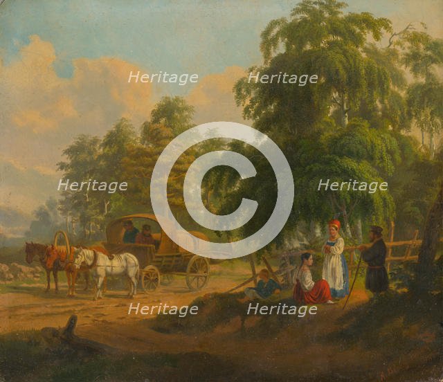 Landscape with Russian Troika, 1801. Creator: Venetsianov, Alexei Gavrilovich (1780-1847).