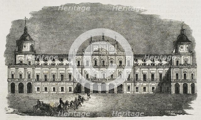 Main facade, The Royal Palace, Aranjuez, Spain, 1853. Creator: Antonio Carnicero.