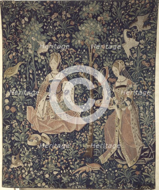 The Seigniorial Life: Embroidery (La vie seigneuriale: la broderie), Tapisserie, c. 1520.