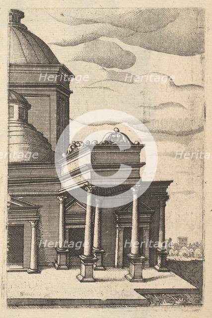 Partial view of a Building [Templum Veneris] from the series 'Ruinarum variarum fabricarum..., 1554. Creator: Lambert Suavius.