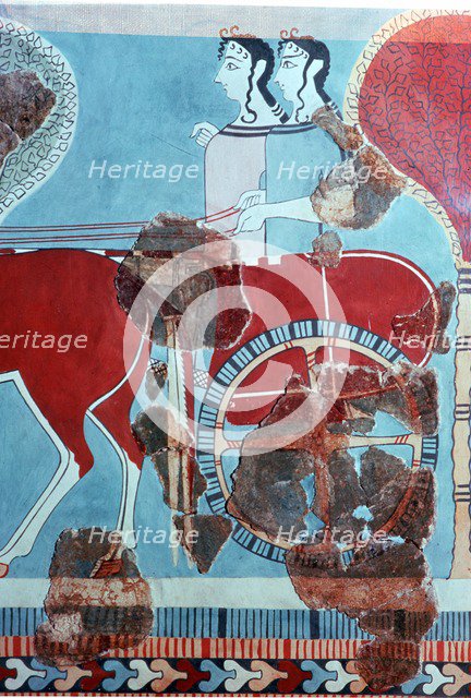 Minoan chariot-riders from Knossos. Artist: Unknown