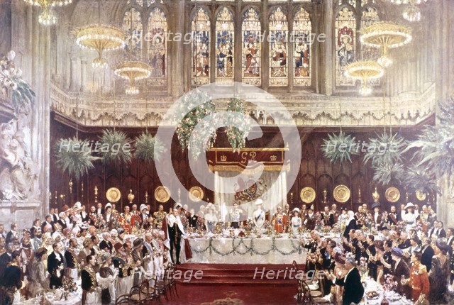 View of the Coronation luncheon for King George V and Queen Mary consort, London, 1911. Artist: Anon