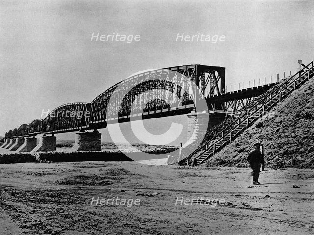 West Siberian Railroad. Bridge Over the Ob River. 360 Sazhens (0.5 Mile) Long. Main View, 1892-1896 Creator: Unknown.