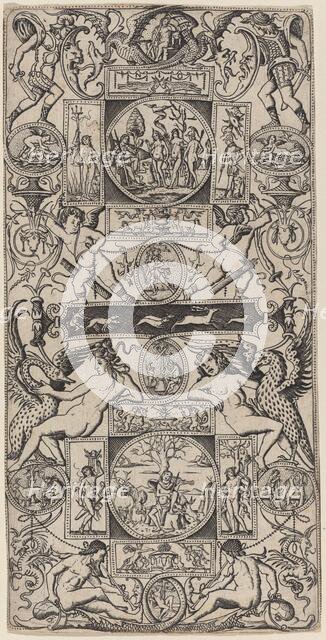 Ornament Panel with Orpheus and the Judgment of Paris, c. 1507. Creator: Nicoletto da Modena.