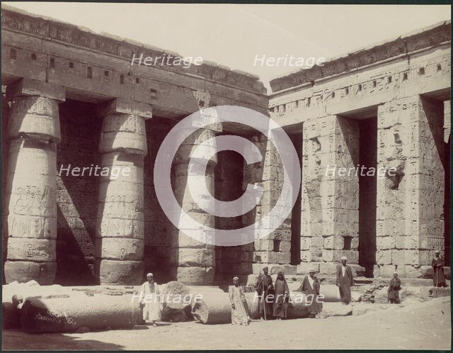 Medinet Habou, 2me cour cote sudouest, 1870s. Creator: Antonio Beato.