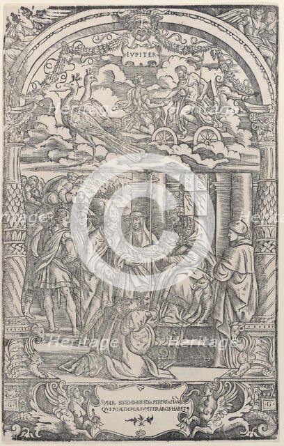 Jupiter in a Chariot Drawn by Two Peacocks..., 1533. Creator: Unknown.