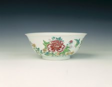 Famille rose bowl with peonies and daisies, Qing dynasty, Yongzheng period, China, 1723-1735. Artist: Unknown