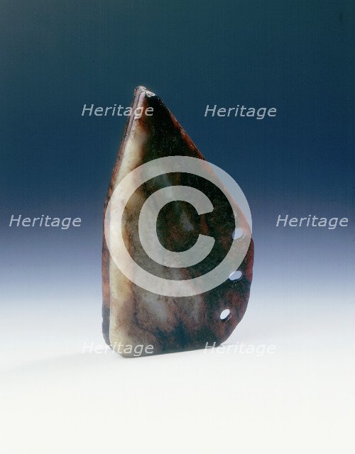 Brown jade irregular shaped plaque, Neolithic period, China, c2250 BC. Artist: Unknown