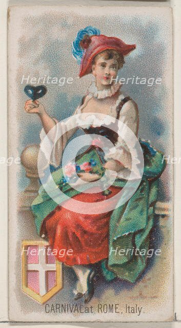Carnival at Rome, Italy, from the Holidays series (N80) for Duke brand cigarettes, 1890., 1890. Creator: George S. Harris & Sons.