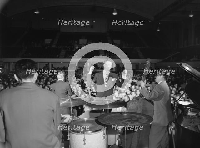 Portrait of Stan Kenton, Shelly Manne, and Eddie Safranski, 1947 or 1948. Creator: William Paul Gottlieb.