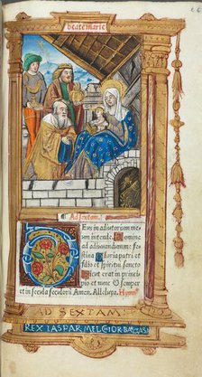Printed Book of Hours (Use of Rome): fol. 38r, Adoration of the Magi, 1510. Creator: Guillaume Le Rouge (French, Paris, active 1493-1517).