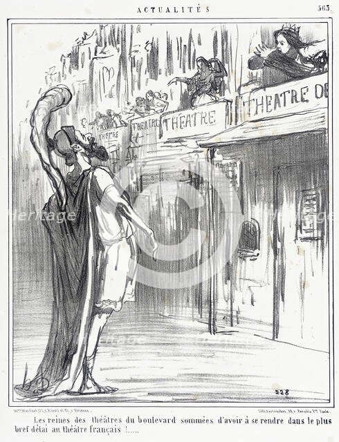 Les reines des théâtres du boulevard..., 1858. Creator: Honore Daumier.