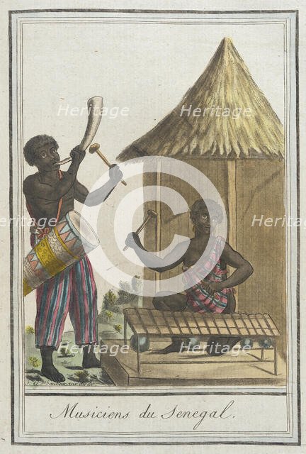 Costumes de Différents Pays, 'Musiciens du Senegal', c1797. Creators: Jacques Grasset de Saint-Sauveur, LF Labrousse.
