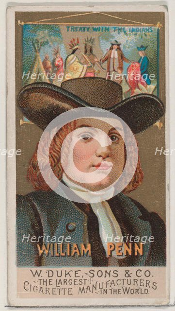 William Penn, from the series Great Americans (N76) for Duke brand cigarettes, 1888., 1888. Creator: Unknown.
