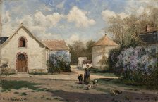 Scenery outside Paris with woman and animals, 1850-1896. Creator: Aleksey Bogolyubov.