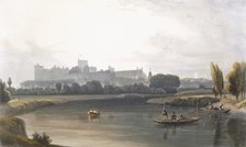 Windsor Castle from the River Thames: a West view, and fishing from punts, c1827-30. Creator: William Daniell (1769-1837).