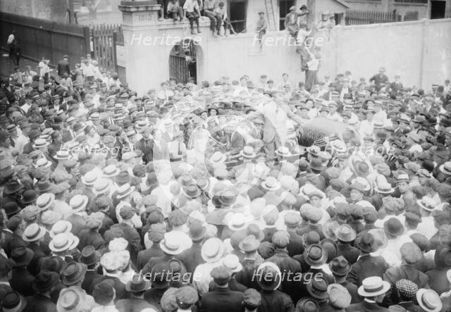 Sheriff Kinkead & strikers, Bayonne, 1915. Creator: Bain News Service.