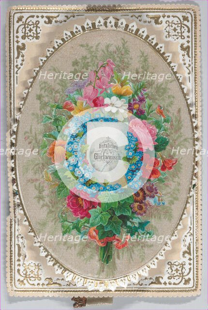 Valentine - Mechanical, pull tab bouquet, ca. 1875., ca. 1875. Creator: Anon.