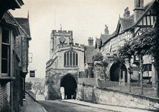 St James' Church over West Gate, Warwick, Warwickshire, 1929. Artist: BC Clayton.