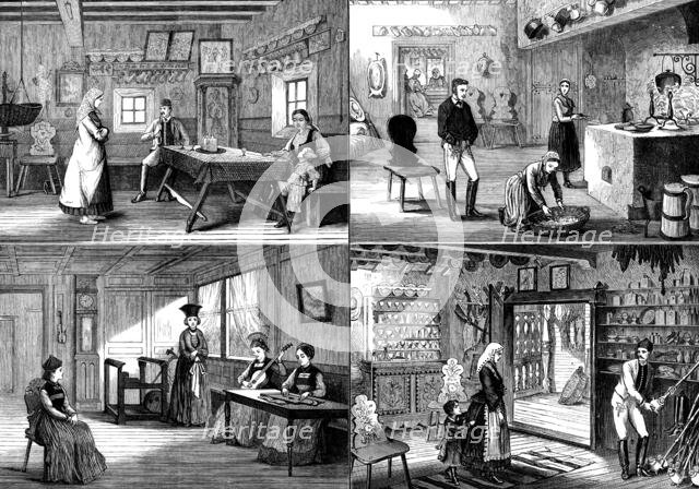 Models of rustic dwelling-houses at the Vienna Exhibition, 1873. Creator: Unknown.